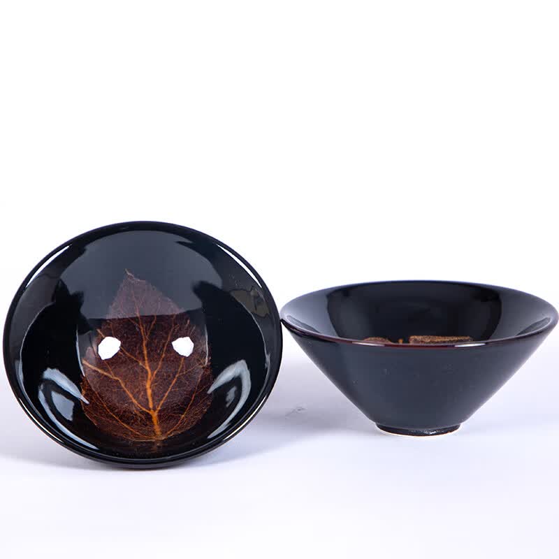 吉州窑陶瓷四大名盏木叶天目盏品茗杯组合杯4合1礼品茶盏主人杯