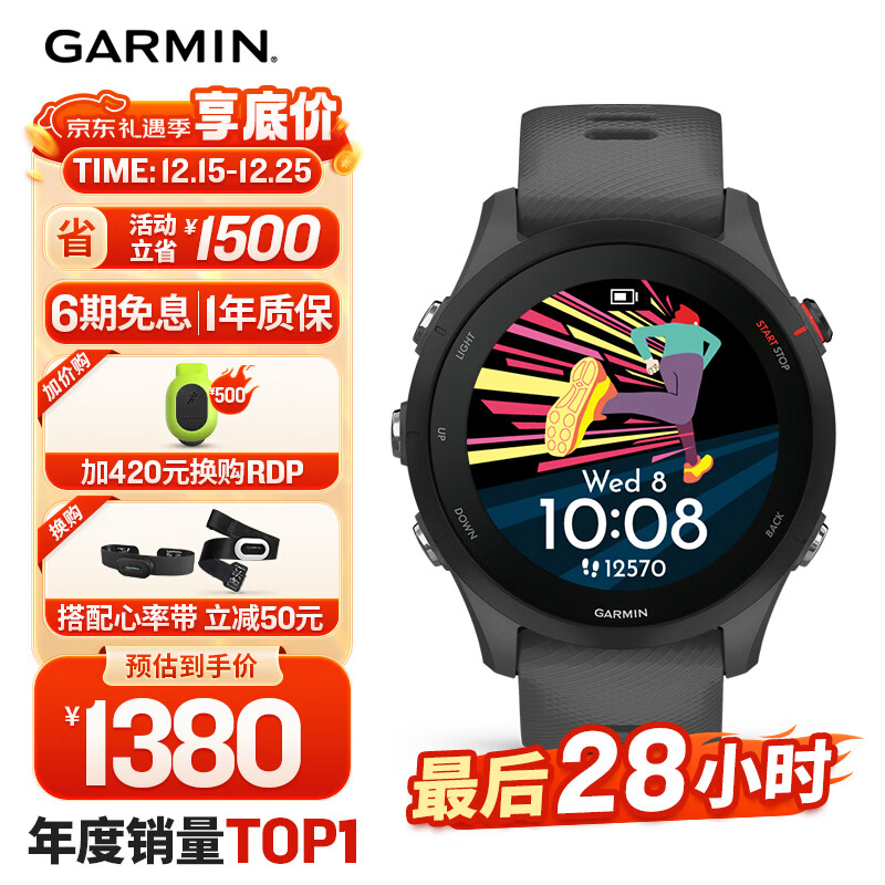 佳明（GARMIN）Forerunner255专业跑步户外运动智能手表多星定位心率血氧 神秘灰