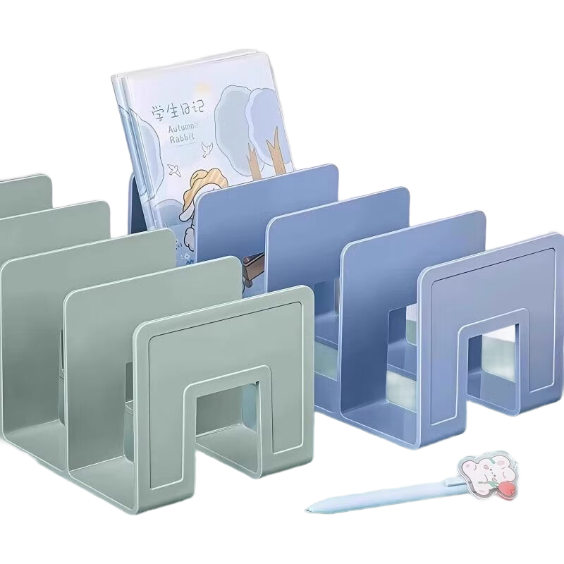 宇航员书立架固定书本收纳神器高中学生儿童书夹书桌桌面书报架 四栏-奶白色书立【班主任推荐/特厚更耐用】