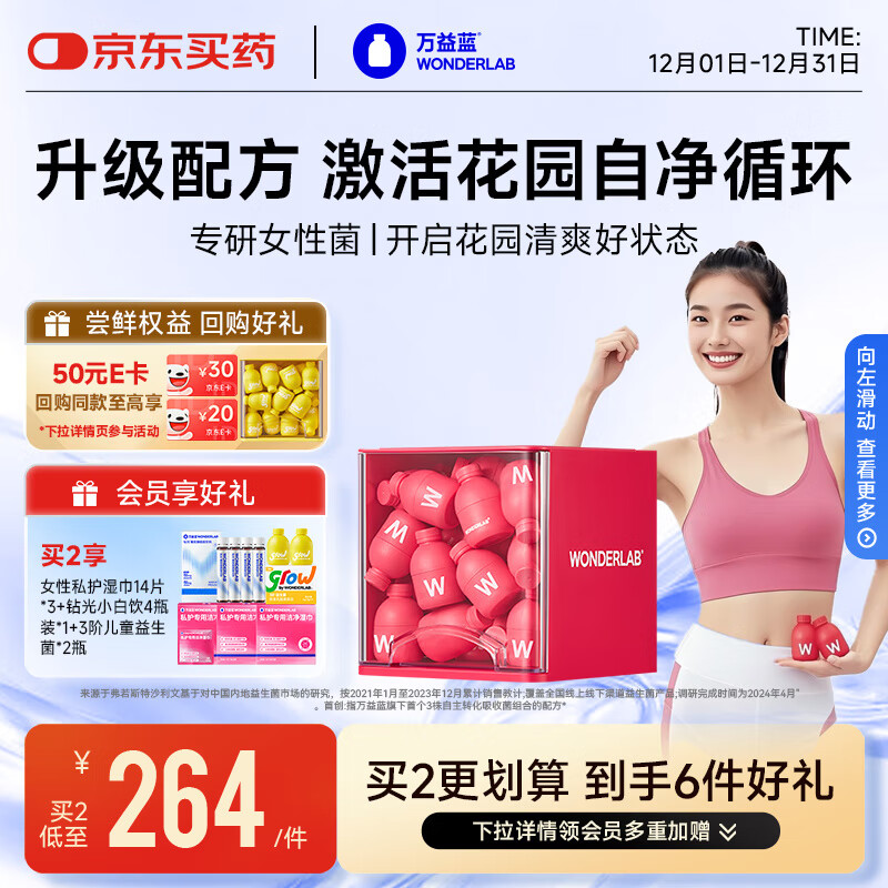 万益蓝WonderLab 蔓越莓女性益生菌30瓶 炎科孕妇理症调益生菌粉