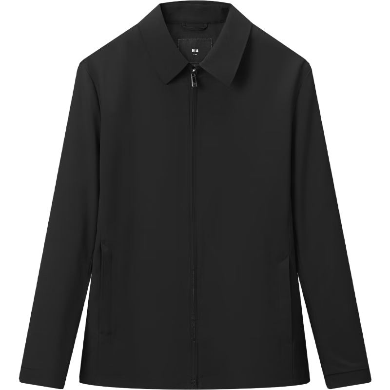 海澜之家（HLA）领昂行政夹克男纯色翻领通勤外套男秋HWJAW3J050A 黑色79 XL 180/96A 推荐151~164斤