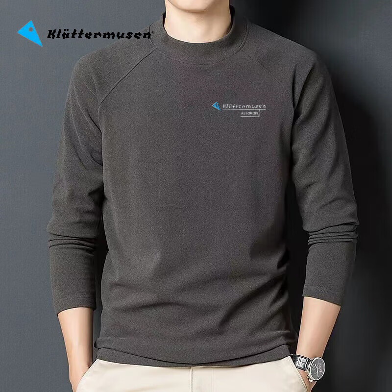 KLATTERMUSEN攀山鼠男士秋冬季长袖T恤休闲打底衫保暖加厚圆领长袖卫衣T恤 灰色 2XL 【建议体重180-195斤】