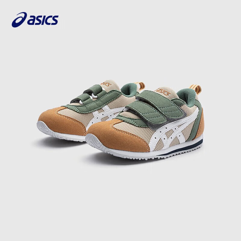 亚瑟士（asics）机能鞋童鞋儿童鞋子宝宝婴幼儿学步鞋网面软底魔术贴透气鞋 202棕绿色 23.5 内长14.5cm，脚长13.5cm