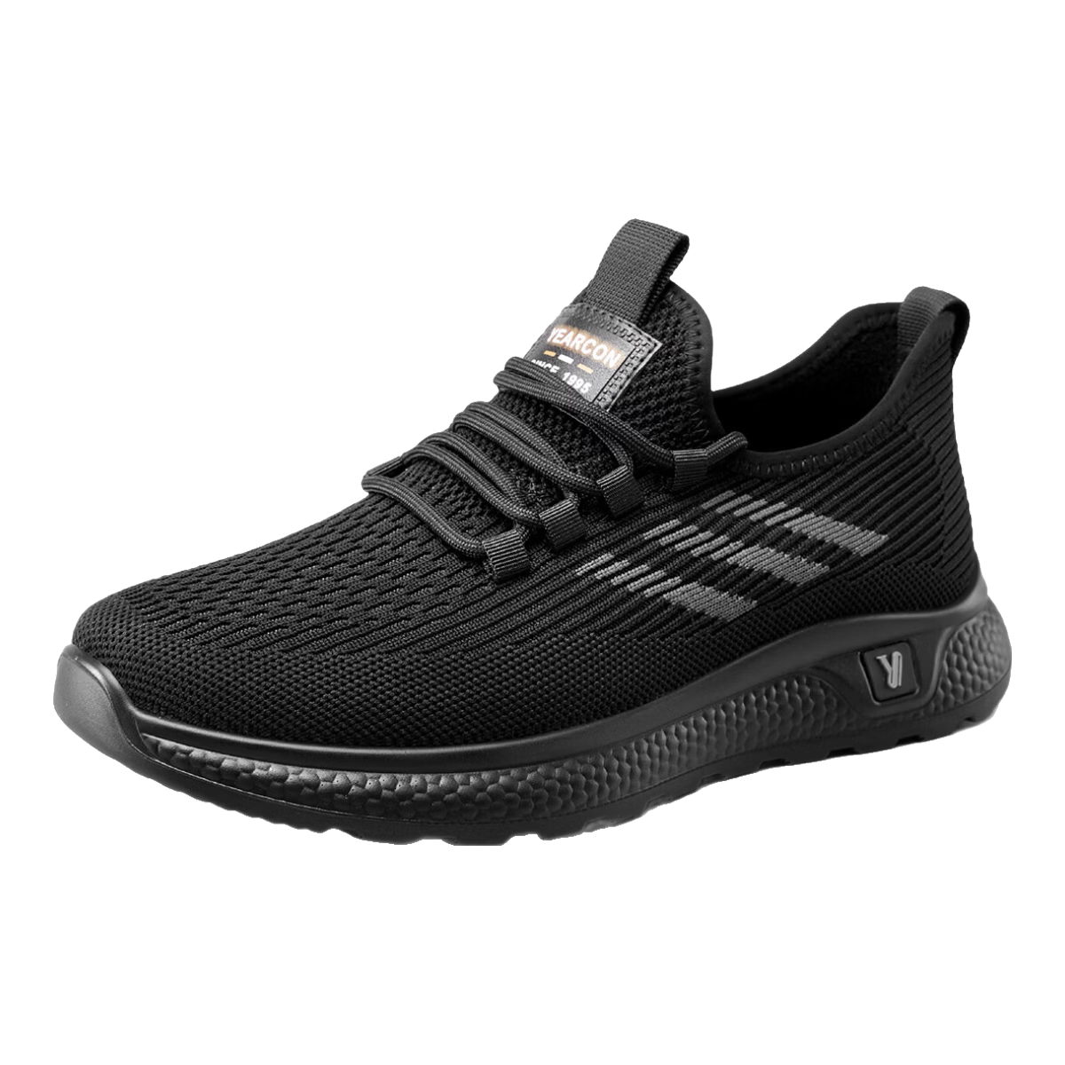 意爾康男鞋運(yùn)動(dòng)休閑透氣戶外跑步椰子鞋飛織軟底鞋 96042W 黑色 43