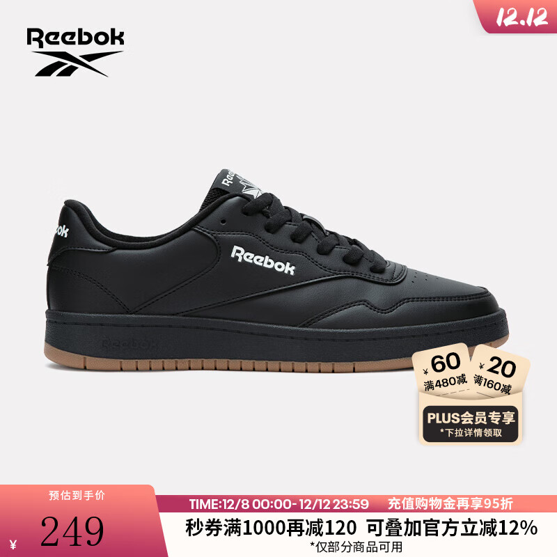 锐步锐步官方24新款男女同款COURT 1000运动复古休闲潮流板鞋 24FRC907U2GH0 黑色/中黄色 40 (25.5cm),US：7.5