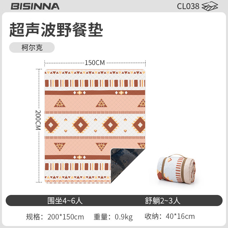 北山狼野餐墊戶外地墊防潮墊加厚露營(yíng)帳篷地墊野餐布防水沙灘坐墊 柯?tīng)柨耍?00*150cm(加厚超音波)