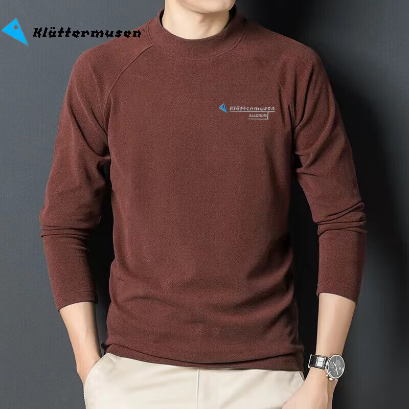 KLATTERMUSEN攀山鼠男士秋冬季长袖T恤休闲打底衫保暖加厚圆领长袖卫衣T恤 红色 M 【建议体重130-145斤】