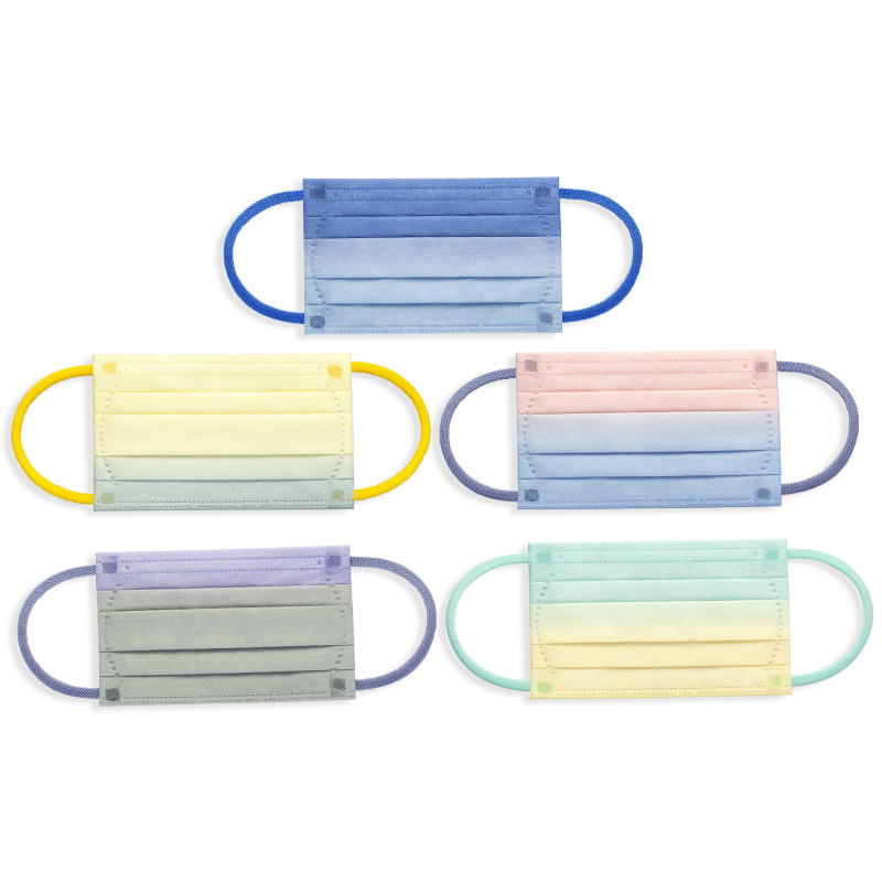 奥克云儿童口罩春夏女童6-12岁小孩透气泡泡纱耳带渐变色独立包装50只