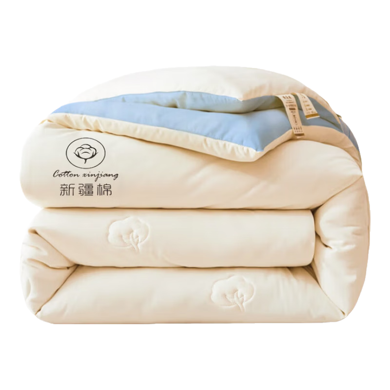 南極人(Nanjiren)新疆棉被子冬季棉花被子秋冬季單人被子1.5x2米被子被芯冬季加厚 藍灰拼白【真A類(lèi)-新疆棉花填充】 150cmx200cm-冬被【約重6斤】