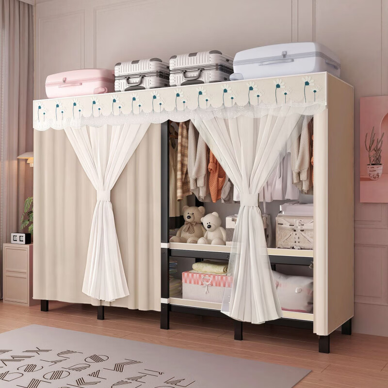 同款一体免安装衣柜折叠家用卧室简易布结实耐用出租房用衣 款0.75米 网红兔子 整装 京东折扣/优惠券