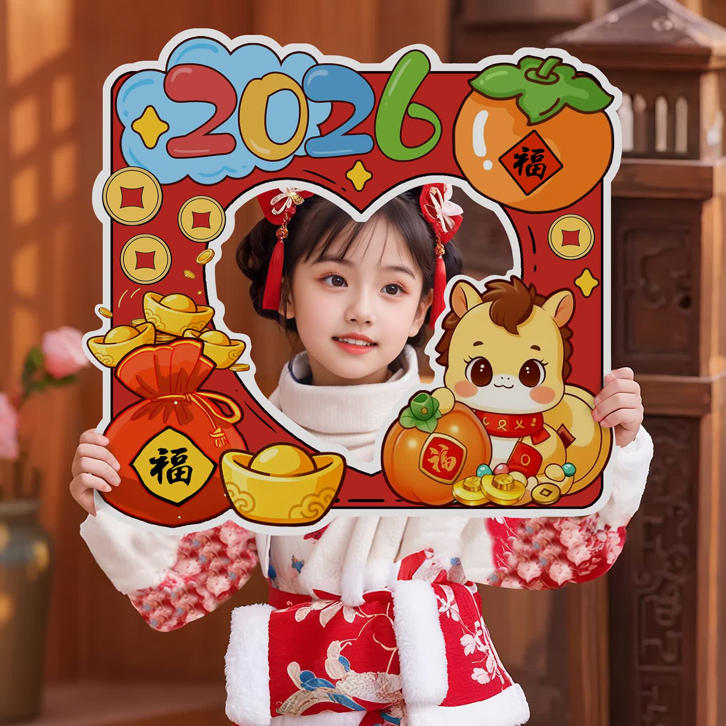 仕彩 元旦新年装饰手持kt板相框拍照道具儿童幼儿园教室学校班级活动a