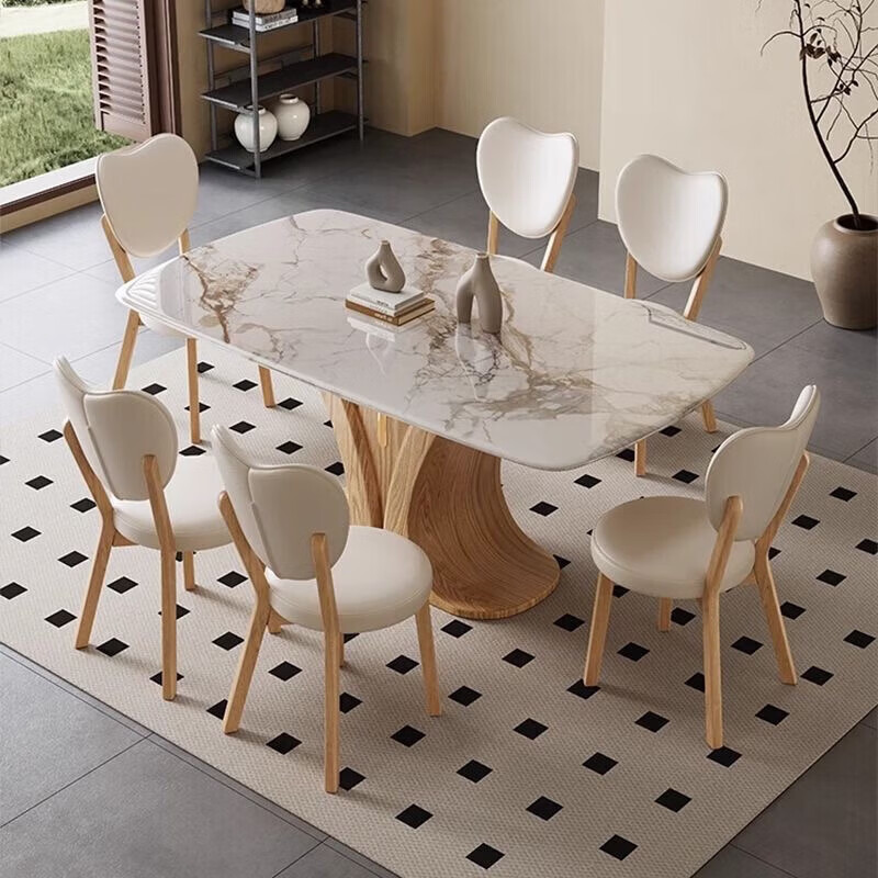 梵森荣2026新款超晶石餐桌椅组合微晶石大小户型家用现代简约长方型饭桌 1.3米*0.8米+6椅颜色可选