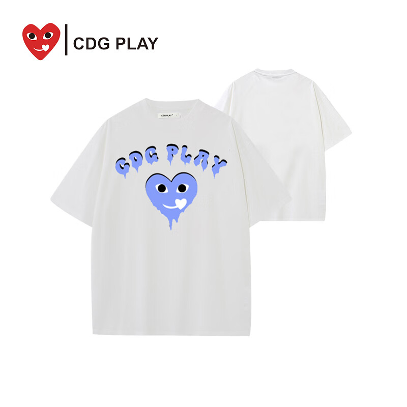 CDGPLAYT恤日常短袖ins个性半袖休闲圆领宽松夏季宽松休闲半袖百搭t恤 白色 S