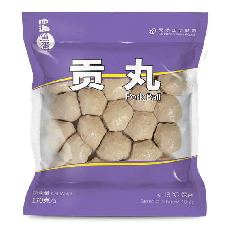 四海魚蛋龍蝦丸牛肉丸墨魚味魚丸八爪魚丸貢丸燒烤火鍋170g包 170g 170g四海急凍貢丸1包