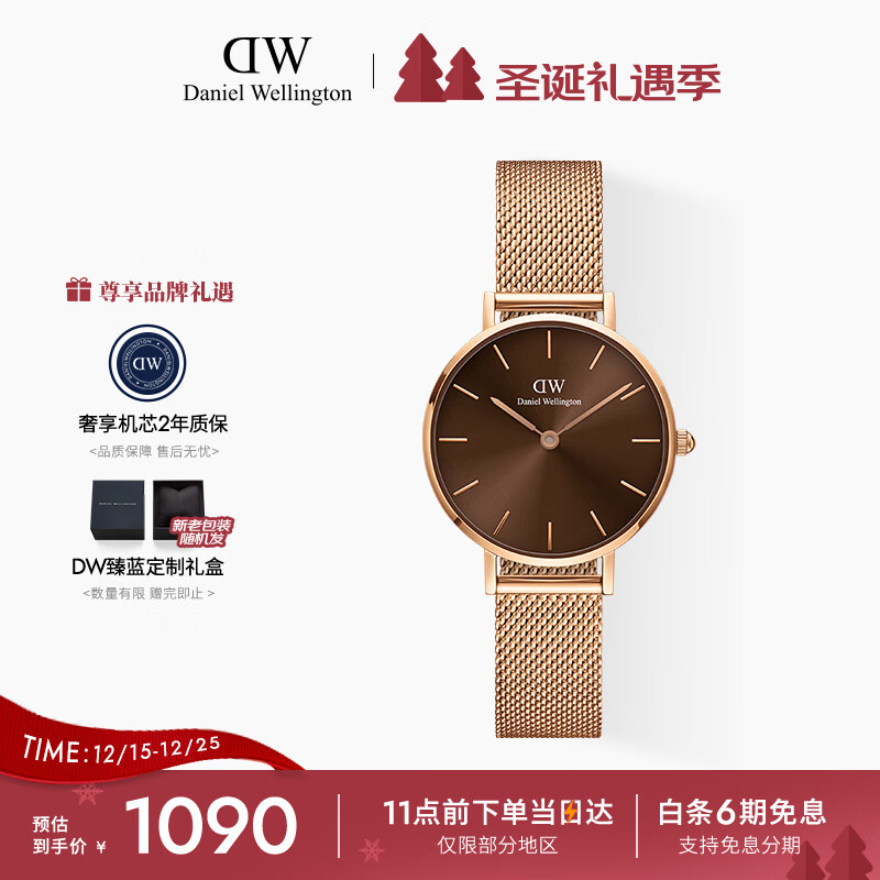 丹尼尔惠灵顿（DanielWellington）DW手女表 全新配色钢带女士手表 时尚欧美表节日礼物DW00100476