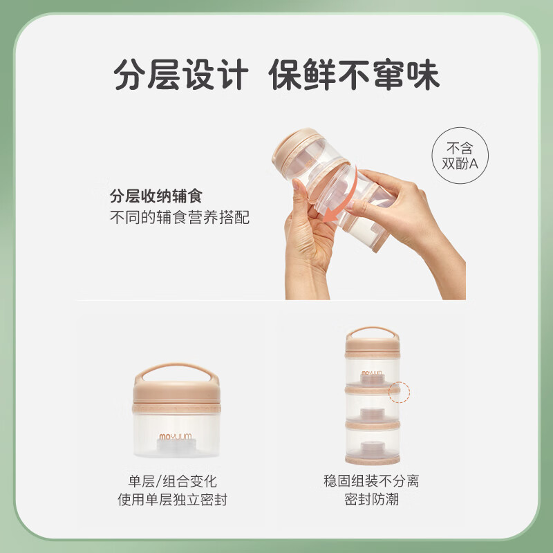 MOYUUM便携奶粉盒外出分装储存一餐一格婴儿奶粉宝宝零食大容量多层外带 3层 蓝色