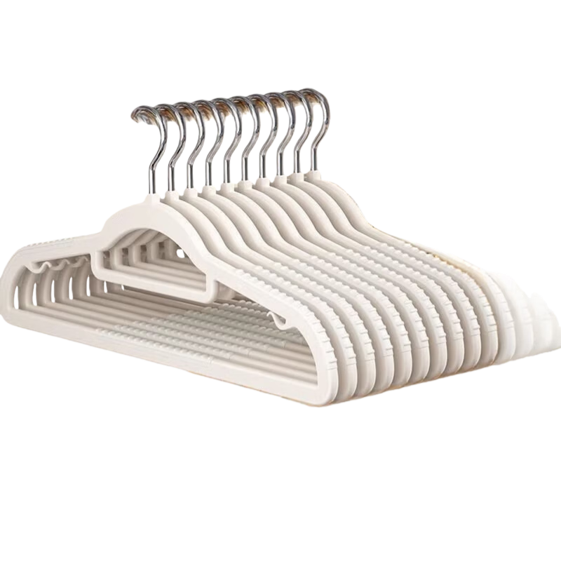 防滑加厚衣架一体白家用挂衣整理师无痕晾晒衣服架子干湿两用衣挂 一体白无痕加厚衣架 【10个】