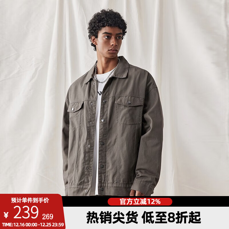 BD.POWER UP+秋季纯棉健身牛仔外套男宽松简约美式复古翻领运动夹克外套男 黑色(选择最多) XL 85-95kg