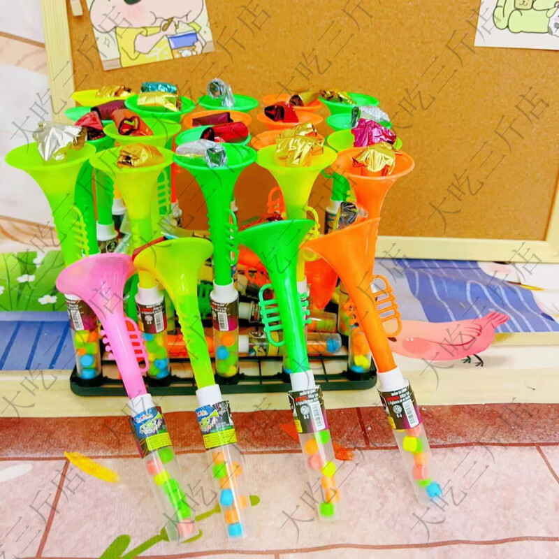 网红出口爆款儿童玩具喇叭造型吹龙儿时回忆小卖部批发幼儿园摆摊 喇叭造型吹龙颜色糖果随机30支