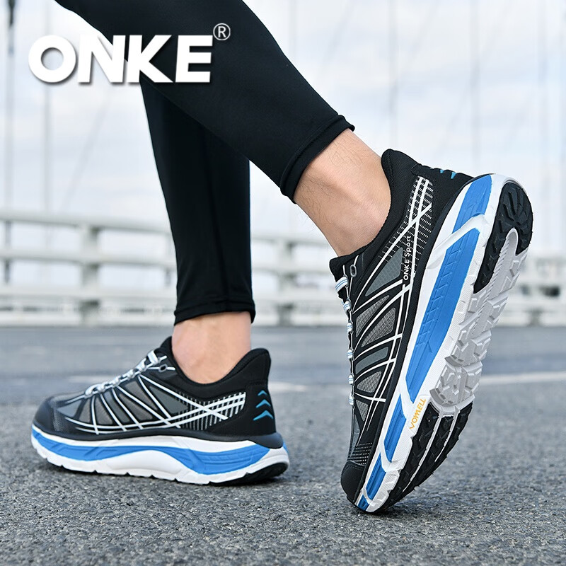 ONKE跑步鞋女冬季新款轻便透气防滑减震男女鞋厚底增高耐磨运动跑步鞋 普鲁士蓝 39