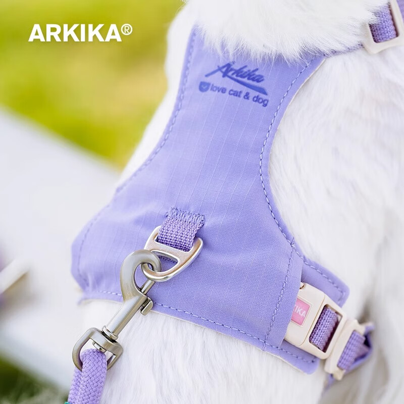 ARKIKA牵引绳透气轻量化防挣脱泰迪比熊中小型犬嗨轻胸背 石竹粉【胸背】 S码【胸围27-35CM】建议3-5斤
