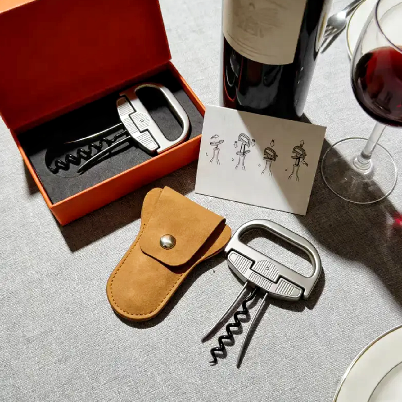 jisite美国都兰AHSO葡萄酒杜兰德开瓶器同款双保险红酒老酒刀个性 开瓶器配皮套