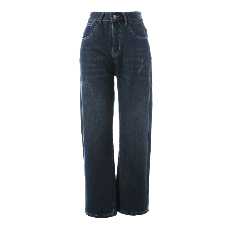 百图betu女装冬季新款牛仔裤加绒牛仔直筒裤显瘦裤子女2411X03 牛仔色 M