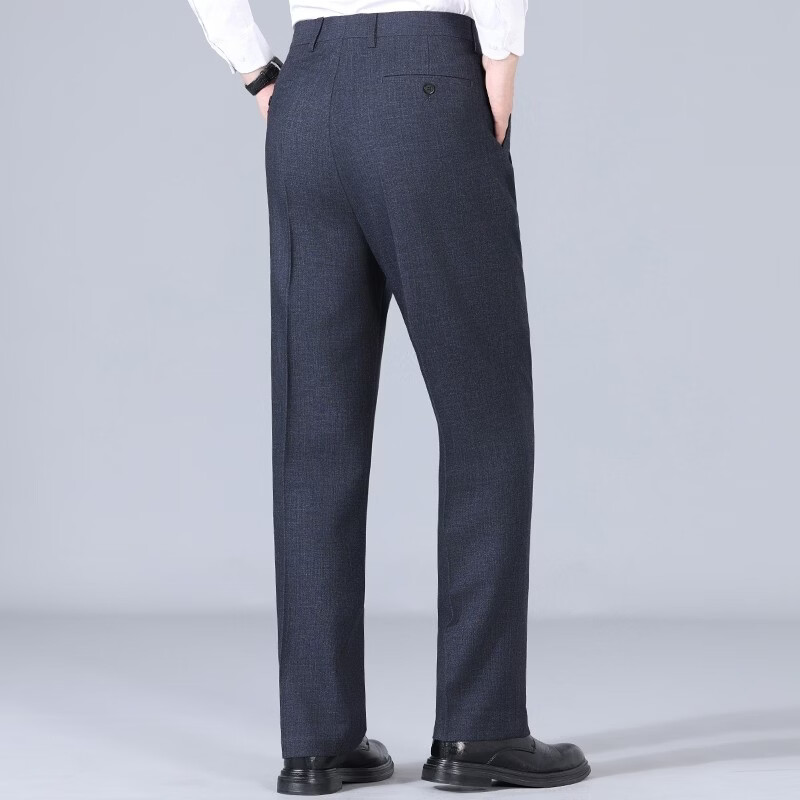 LILANG【双褶宽松版型】利郎秋冬上新全羊毛男士休闲西裤舒适免烫款 藏蓝色 38 【腰围3尺0】