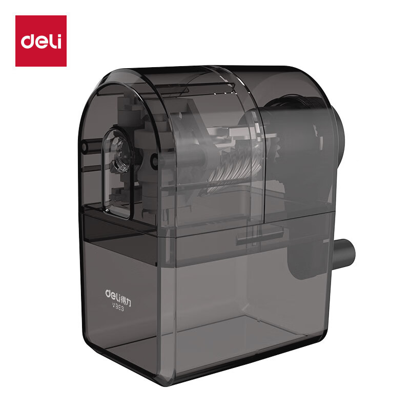 得力素描削笔器美术削笔机速写自动进笔炭笔软铅七档可调卷笔刀学生适用美术生专用铅笔刀手摇转笔刀 【美术帮手】三档可调-透明黑