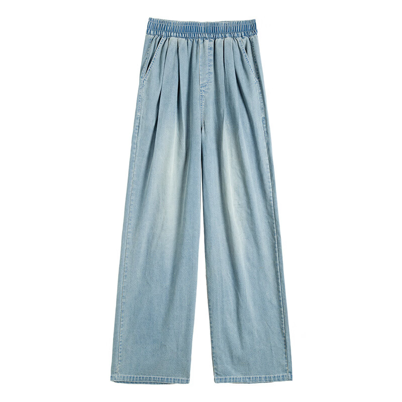 虎迹加绒牛仔裤女秋冬2025新款高腰垂感慵懒宽松直筒显瘦小个子阔腿裤 -复古蓝【高个子】 加绒 M 【101-115斤】