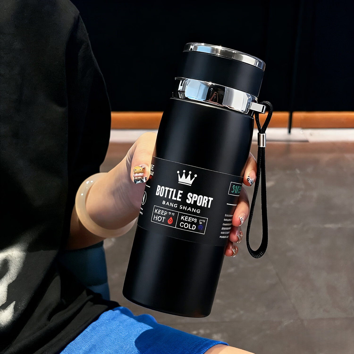 YOUSIJIE保温杯水杯保温杯男款保温杯大容量杯子保温杯男士水杯保温杯 高级黑800ml