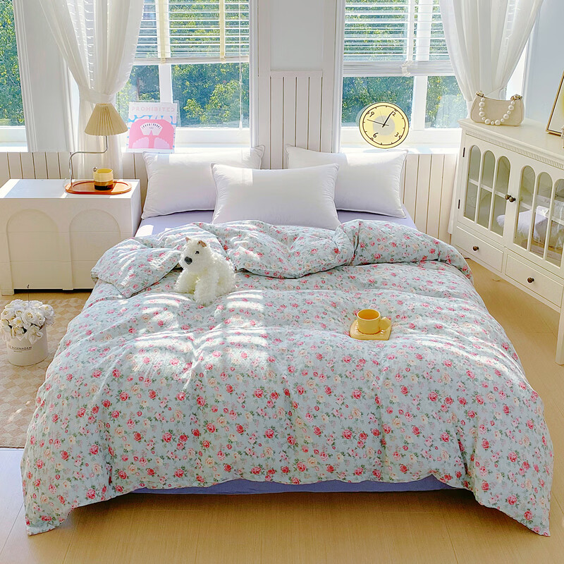 ROLAND LIVE全棉有氧双层纱印花单被套A类小清新单双人被套单件学生宿舍被套 CW 双层纱单被套-桂语兰庭 单被套150*200cm