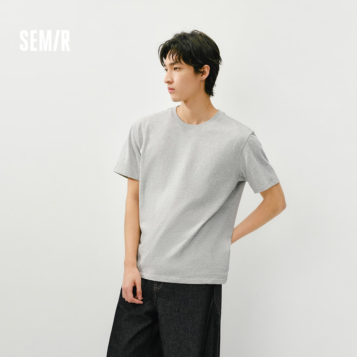 森马（Semir）【情侣款】短袖T恤男夏季新款纯色打底衫内搭上衣简约百搭纯棉t恤 【男女同款】中花灰00510 5XL