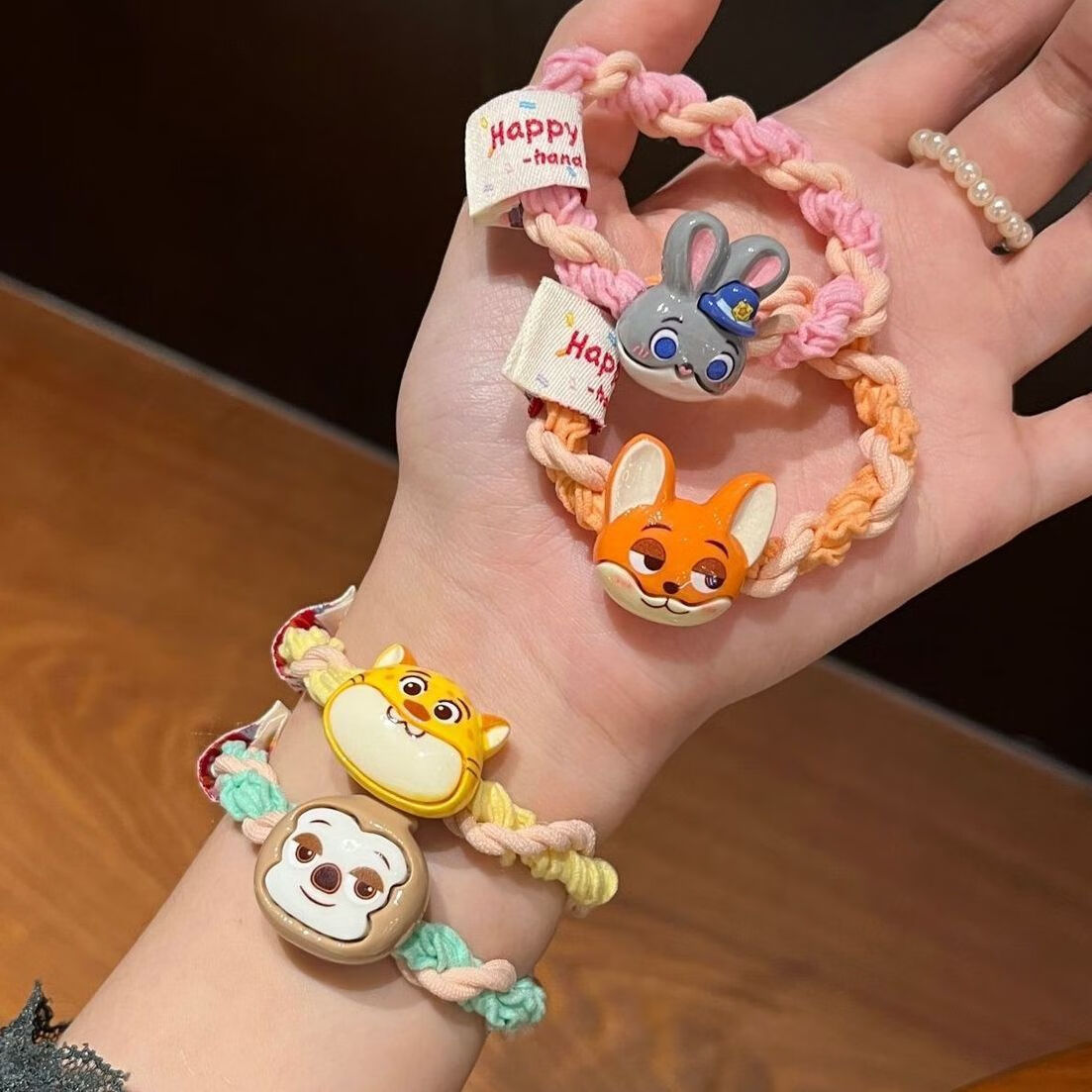 海伊朵卡通布標(biāo)瘋狂動物城發(fā)圈朱迪尼克發(fā)繩少女高彈力麻花扎頭皮筋百搭 布標(biāo)瘋狂動物【隨機2件套】