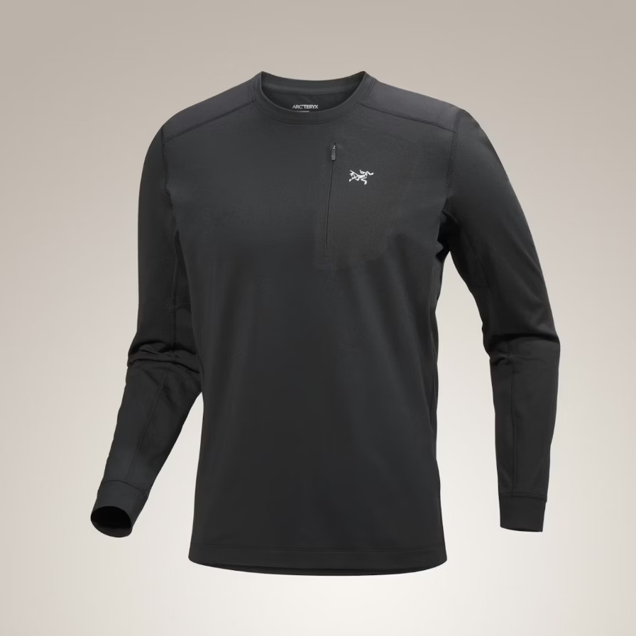 始祖鸟（ARC'TERYX）男士RHO LT Zip Neck保暖长袖衫 加拿大直邮代购Arcteryx LT-Crew-黑色 X9417   S
