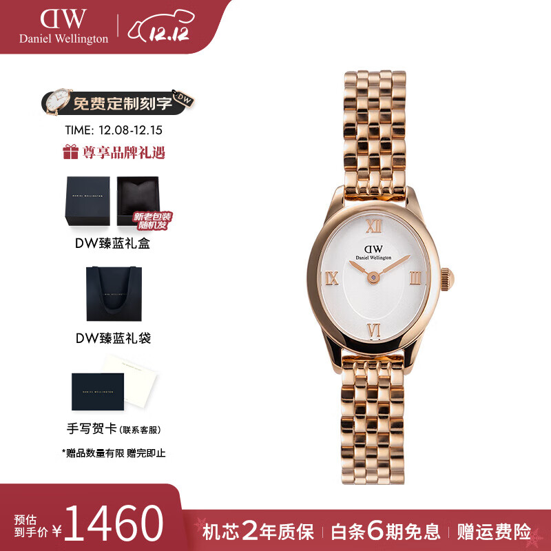 丹尼尔惠灵顿沈月同款DW手表女复古椭圆表女士石英手表欧美腕表七夕礼物送女友 冰川白椭圆表RG 25.5*22MM
