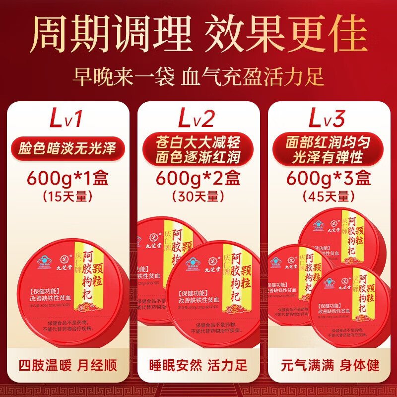 九芝堂阿胶枸杞颗粒600g改善贫血女人驴胶补气血铁剂补铁调经体虚乏力 阿胶枸杞颗粒 30袋*2盒