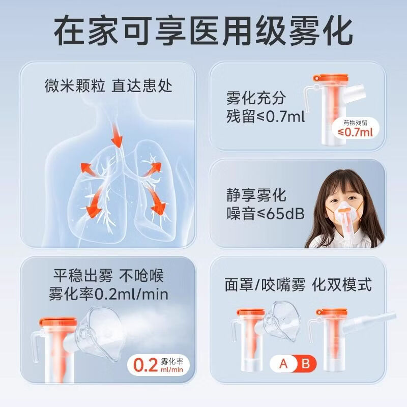 可孚雾化机儿童医用级医院同款静音雾气喷雾机止L咳化痰家用便捷 C型L*10【单配件】