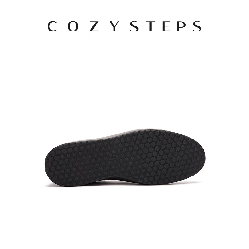 COZY STEPS可至男士26春夏新款头层牛皮板鞋透气轻盈系带简约百搭休闲鞋 黑色 44