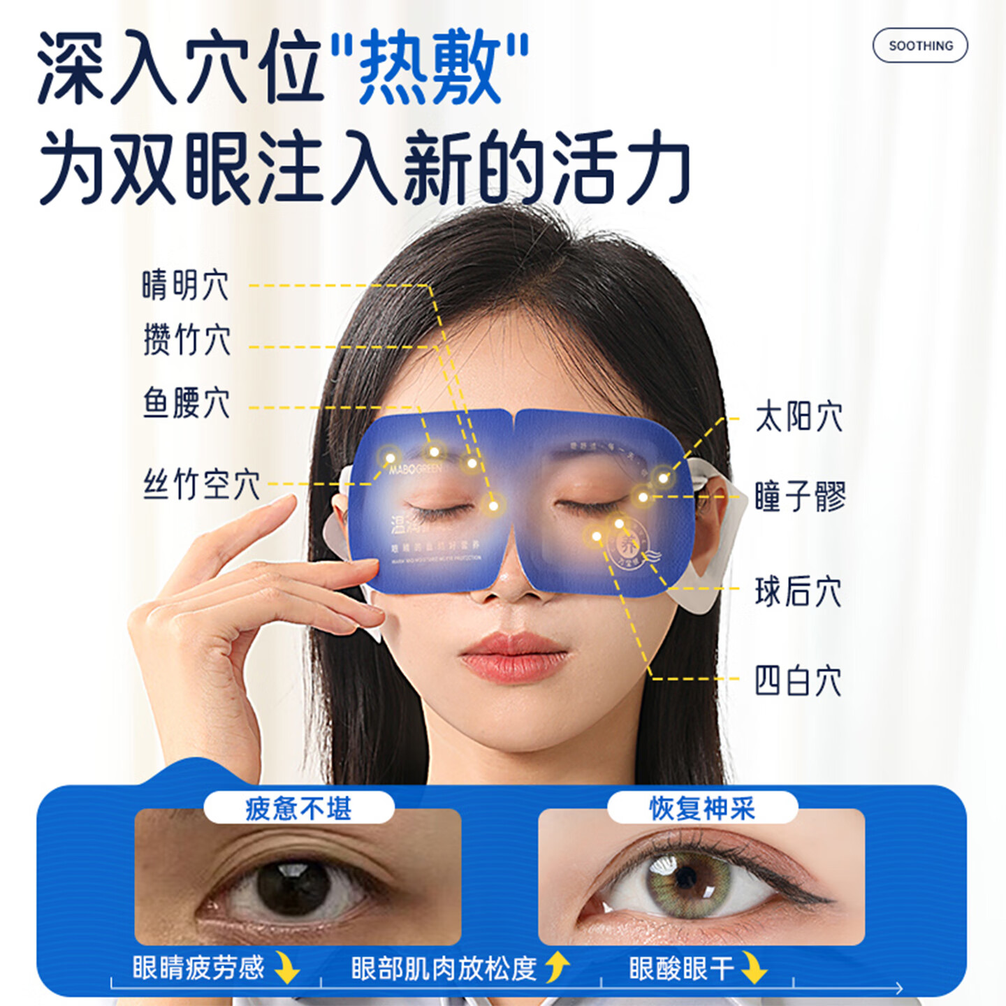 万宝绿叶黄素蒸汽眼罩热敷睡觉助眠专用缓解眼疲劳遮光按摩加发热护眼贴 【叶黄素】蒸汽眼罩50片装