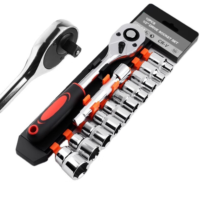 戴恩工具（DAIEN）小飞12件套车载工具套装套筒扳手棘轮组合万用汽修手动多功能工具 【伸缩】棘轮扳手1/4小飞72齿