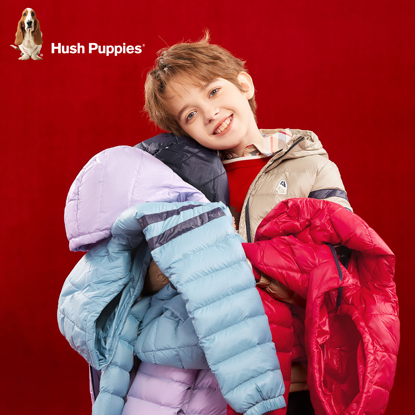 暇步士（Hush Puppies）童装儿童男女大童2025冬季新款儿童舒适百搭运动连帽羽绒服 燕麦卡其 140 cm