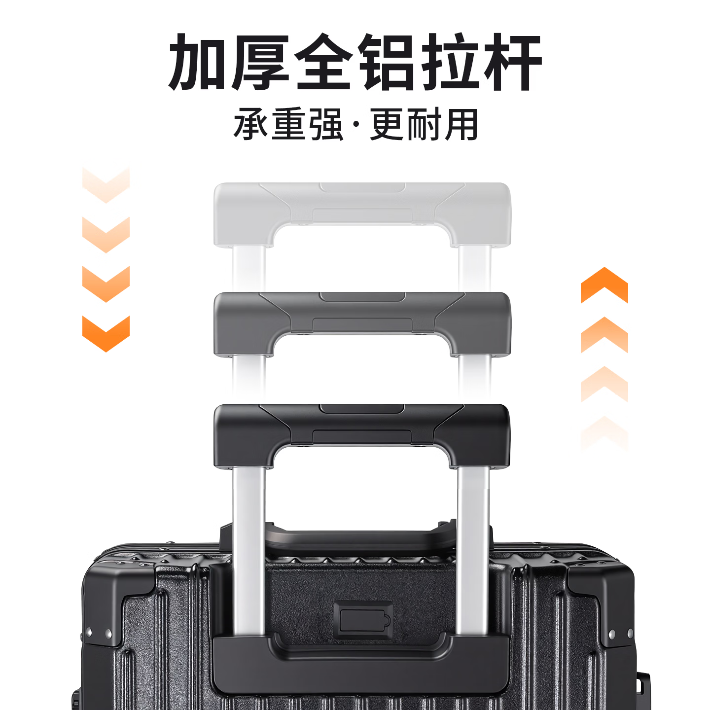 冇力行李箱20英寸铝框大容量拉杆箱男女旅行箱防爆密码箱 质感黑经典款 20英寸 【登机推荐】