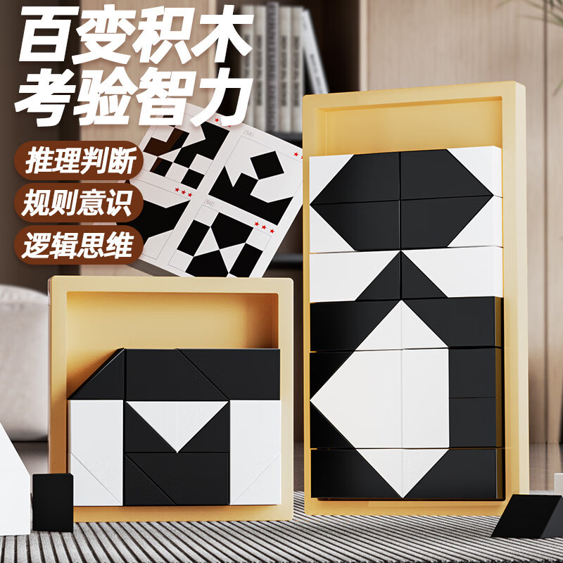 映棠亲子互动智力开发逻辑拼图逻辑思维训练积木游戏儿童益智方块玩具 【中文彩盒】365关卡+16个积木