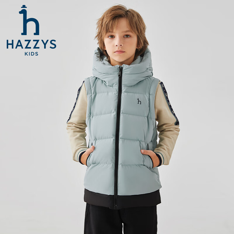哈吉斯(HAZZYS)童装男女童羽绒服冬新可拆卸一衣两穿三防加厚外套 藏蓝 145