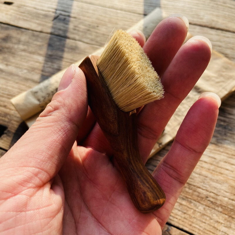 胖东来同款天然鬃毛除尘刷迷你万毛刷猪鬃黄鬃刷文玩刷核桃金刚橄 一级黄鬃微瑕花梨木长9宽2.1高4.25cm