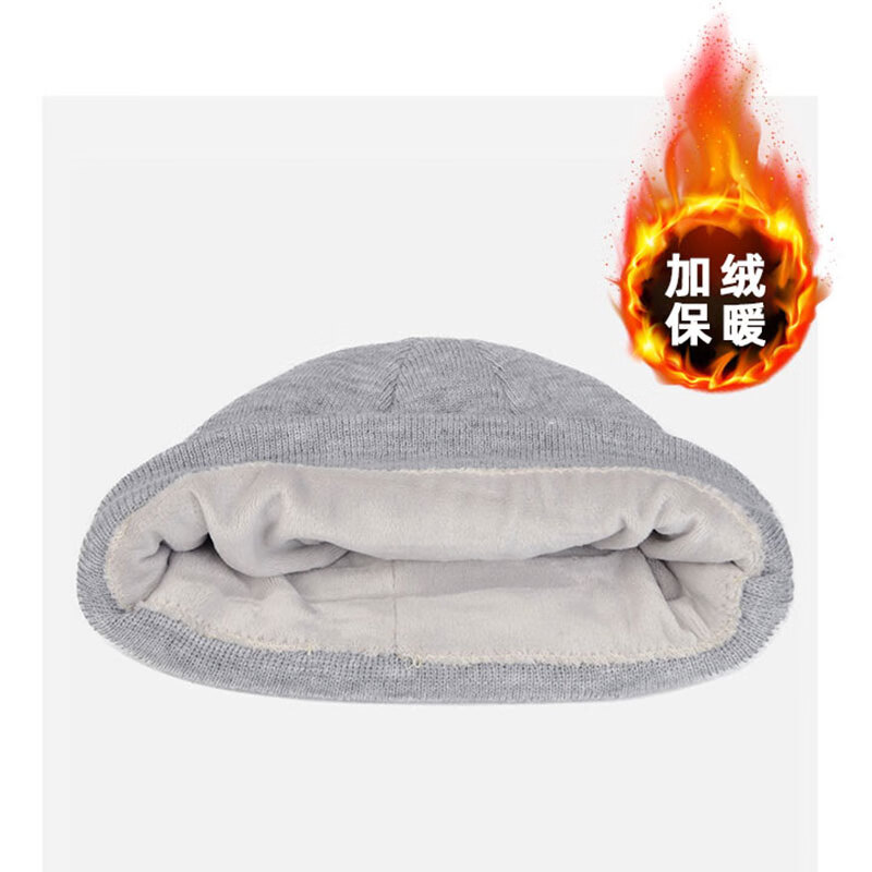 Dickies品牌保暖针织帽子秋冬季男士毛线帽女滑雪冷帽骑行防风防寒护耳帽 灰色男女情侣款【加绒款】 58CM（均码）