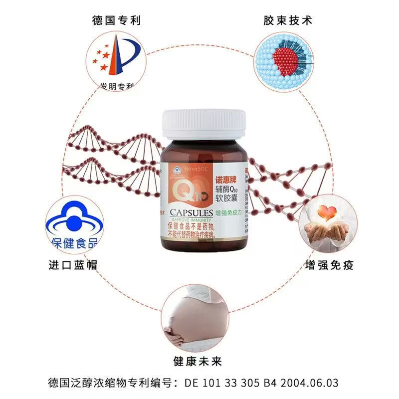 NovaSOL诺惠牌辅酶Q10软胶囊慧德国原装进口备孕护心脏 60粒/1盒 一瓶装【正品特惠 防伪可查】 60粒*1瓶