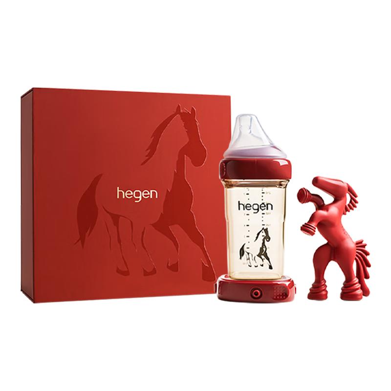 HEGEN海格恩新生兒防脹氣奶瓶PPSU仿母乳馬年紀(jì)念禮盒240ml3-6個(gè)月+