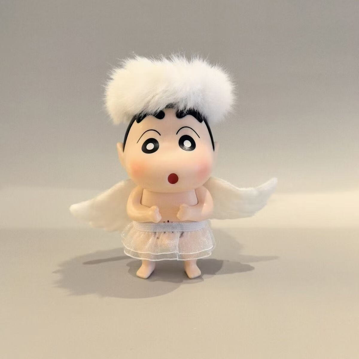 蜡笔小新正品潮玩具手办公仔头转动桌面摆件动漫周边男女生日礼物 天使洗澡小新14CM【顶配版】